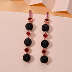 Natural Shungite & Red Cubic Zirconia Beads Drop Earring with Push Back 34.00 Ct._8579245_1