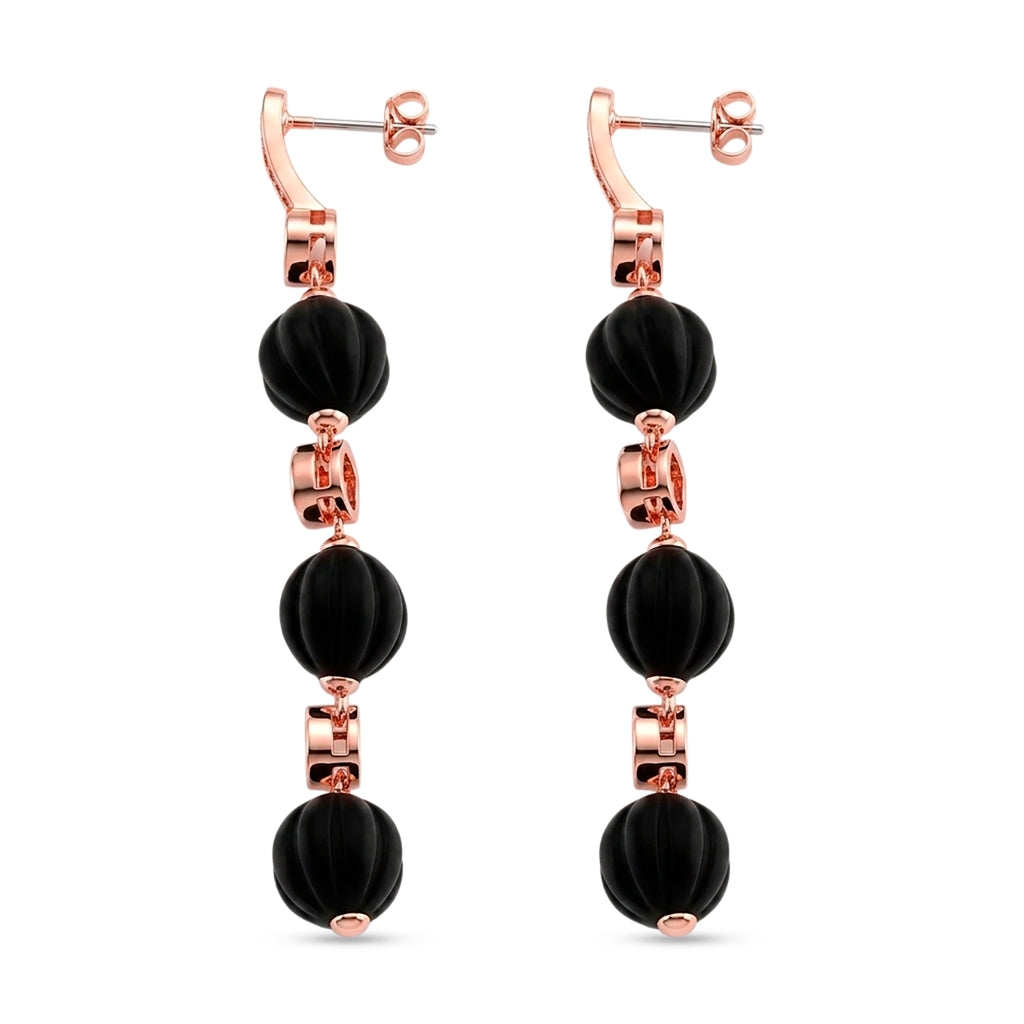 Natural Shungite & Red Cubic Zirconia Beads Drop Earring with Push Back 34.00 Ct._8579245_3
