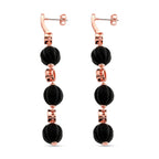 Natural Shungite & Red Cubic Zirconia Beads Drop Earring with Push Back 34.00 Ct._8579245_3