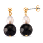 Natural Shungite & Fresh Water Pearl Beads Drop Earring with Push Back 20.00 Ct._8579247