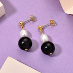 Natural Shungite & Fresh Water Pearl Beads Drop Earring with Push Back 20.00 Ct._8579247_2