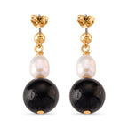 Natural Shungite & Fresh Water Pearl Beads Drop Earring with Push Back 20.00 Ct._8579247_3