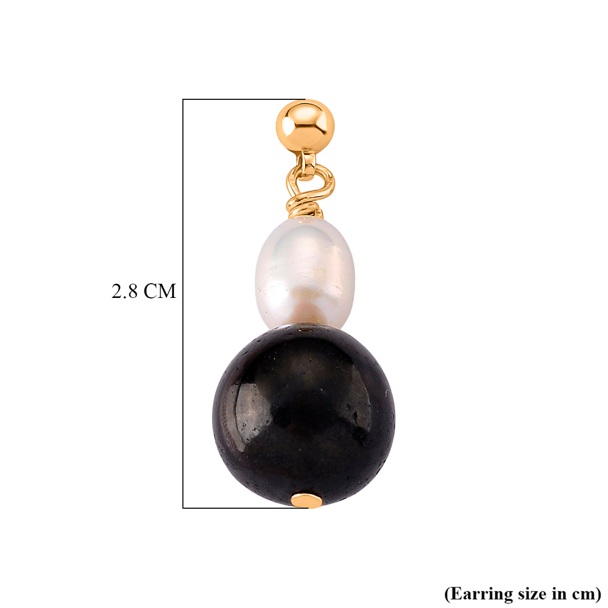 Natural Shungite &amp; Fresh Water Pearl Beads Drop Earring with Push Back 20.00 Ct. 8579247 5