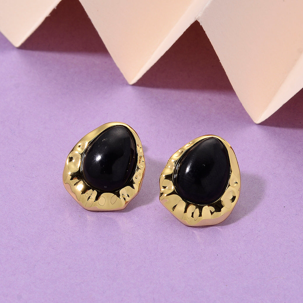 Natural Shungite Bezel Stud Earring with Push Back 20.00 Ct._8579248_1