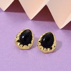 Natural Shungite Bezel Stud Earring with Push Back 20.00 Ct._8579248_1