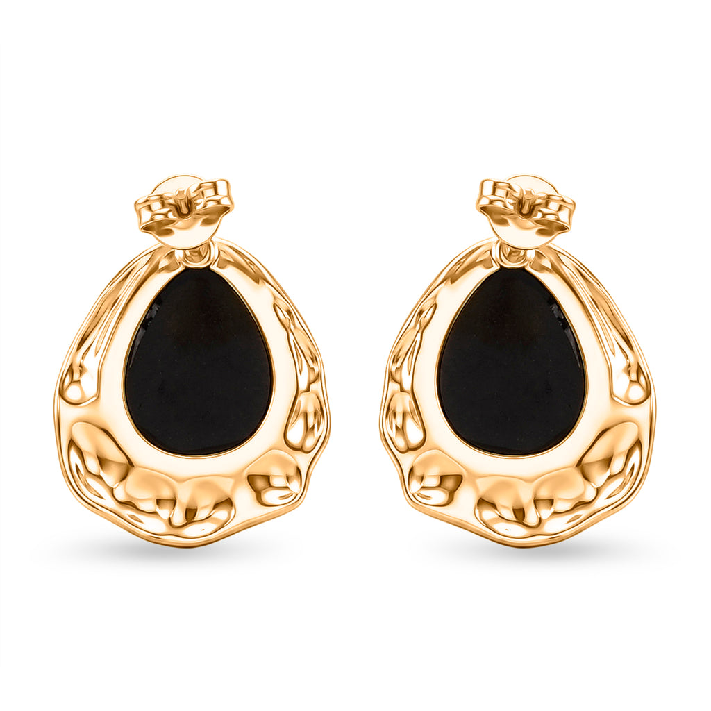 Natural Shungite Bezel Stud Earring with Push Back 20.00 Ct._8579248_3