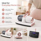 Wireless Handheld Uv Dust Mite Vacuum Cleaner - 8000Pa Strong Suction, 50W High-Power Motor, Rechargeable 1500Mah Battery With USB Charging - White_8579249_1