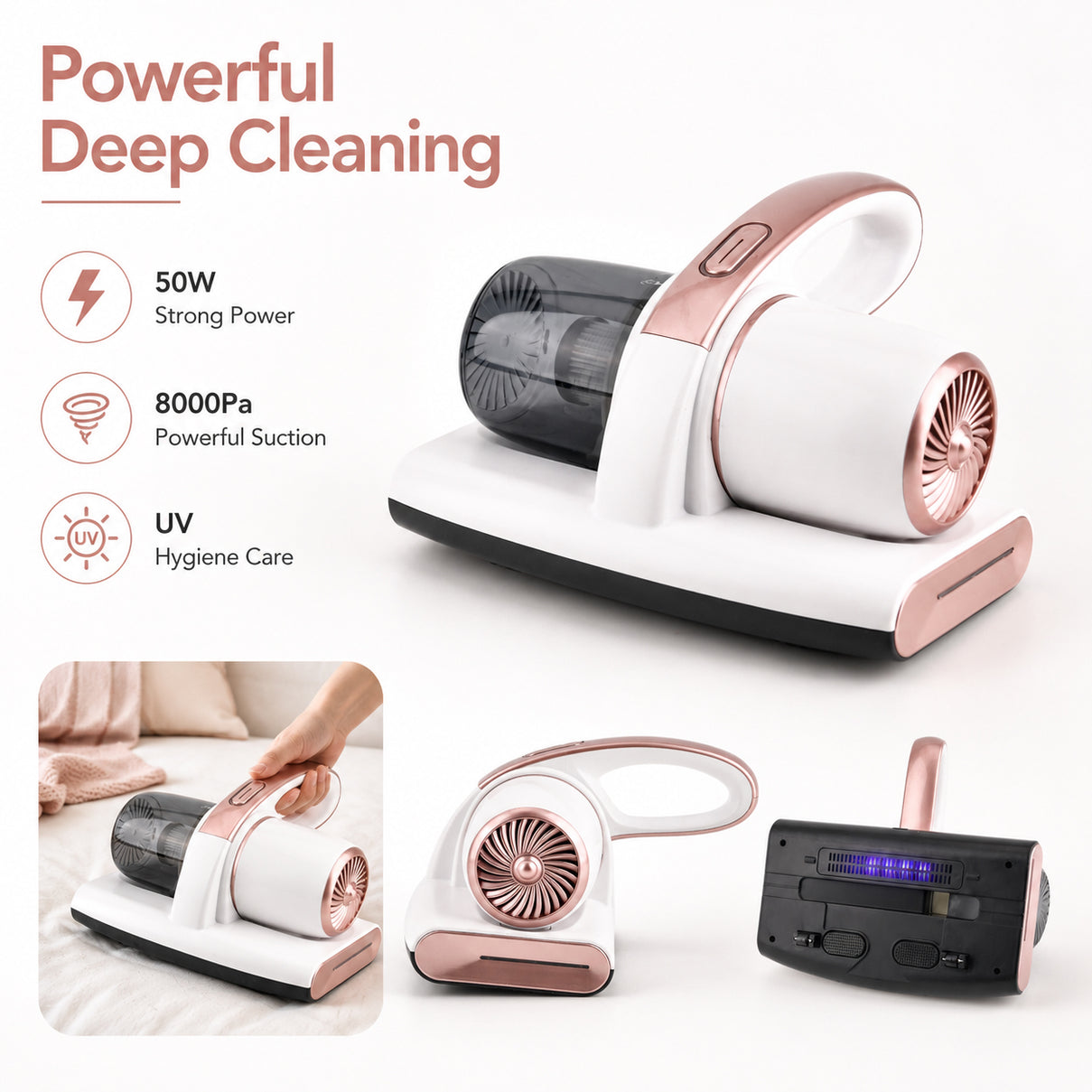 BLACK FRIDAY DOORBUSTER - Livmore Cordless UV Sterilisation Vacuum Cleaner With HEPA Filter - Strong Suction, 50W High-Power Motor- Ideal for beds, sofas, pillows, and upholstery- Grey 8579249 2