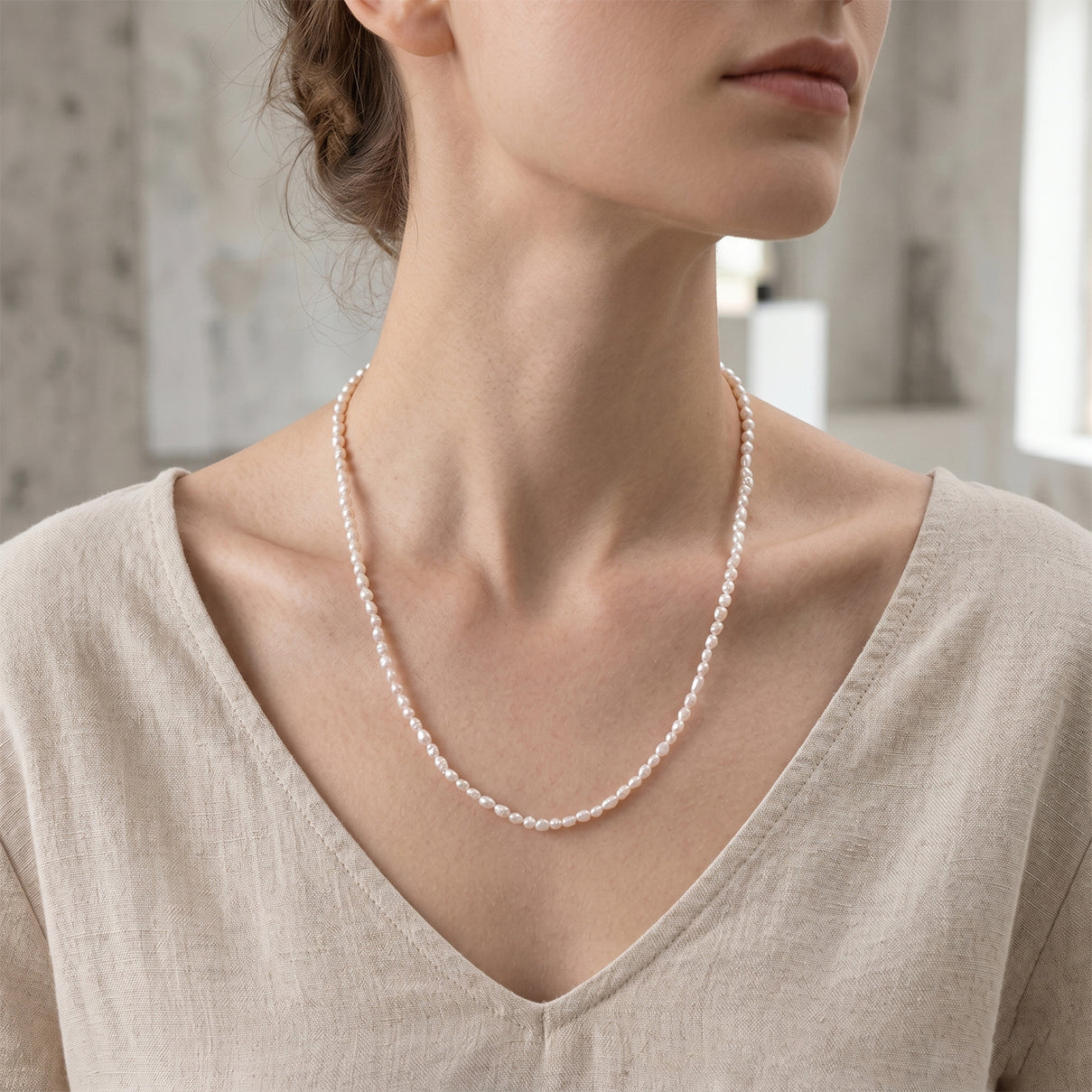 High Luster White Fresh Water Pearl Adjustable Necklace (Size - 18+2 Ext) V32489804 2