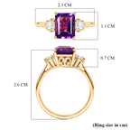 D'Joy - AAA Zambian Amethyst & Moissanite Trilogy Ring in Yellow Gold Plated Sterling Silver 2.72 Ct._8579270_5