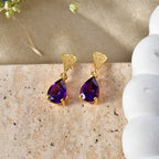 D'Joy - AAA Zambian Amethyst Dangling Earring with Push Post in Yellow Gold Plated Sterling Silver 2.08 Ct._8579279_2