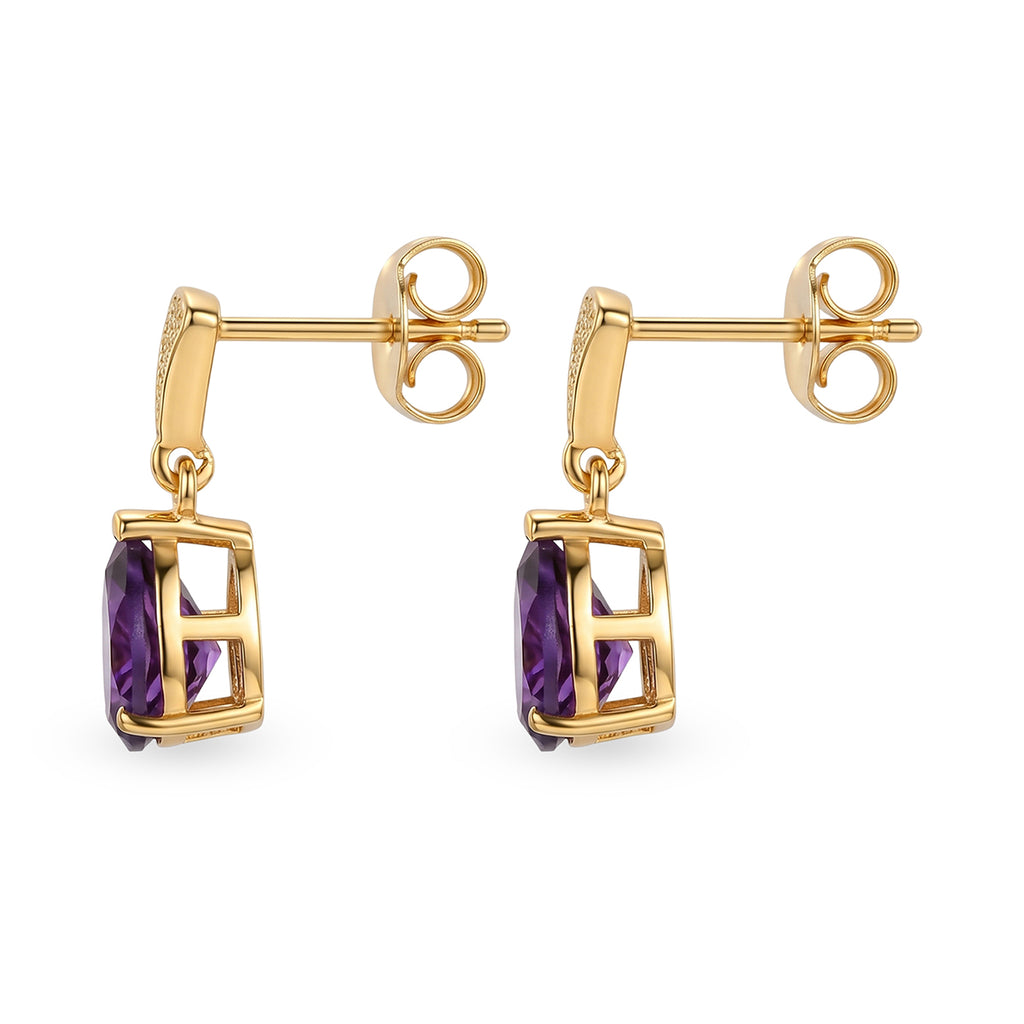 D'Joy - AAA Zambian Amethyst Dangling Earring with Push Post in Yellow Gold Plated Sterling Silver 2.08 Ct._8579279_3
