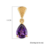 D'Joy - AAA Zambian Amethyst Dangling Earring with Push Post in Yellow Gold Plated Sterling Silver 2.08 Ct._8579279_5