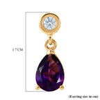 D'Joy - AAA Zambian Amethyst & Moissanite Dangling Earring with Push Post in Yellow Gold Plated Sterling Silver 2.22 Ct_8579282_5