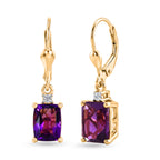 D'Joy - AAA Zambian Amethyst & White Zircon Dangle Earring with Lever Back in Yellow Gold Plated Sterling Silver 2.95 Ct._8579283