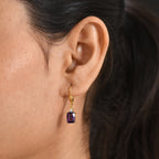 D'Joy - AAA Zambian Amethyst & White Zircon Dangle Earring with Lever Back in Yellow Gold Plated Sterling Silver 2.95 Ct._8579283_1