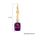 D'Joy - AAA Zambian Amethyst & White Zircon Dangle Earring with Lever Back in Yellow Gold Plated Sterling Silver 2.95 Ct._8579283_5
