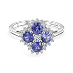 Luxuriant Tanzanite, Lab Grown Diamond Main Stone With Surrounding Stone Ring in Rhodium OverlaySterling Silver  1.373  Ct._8579309