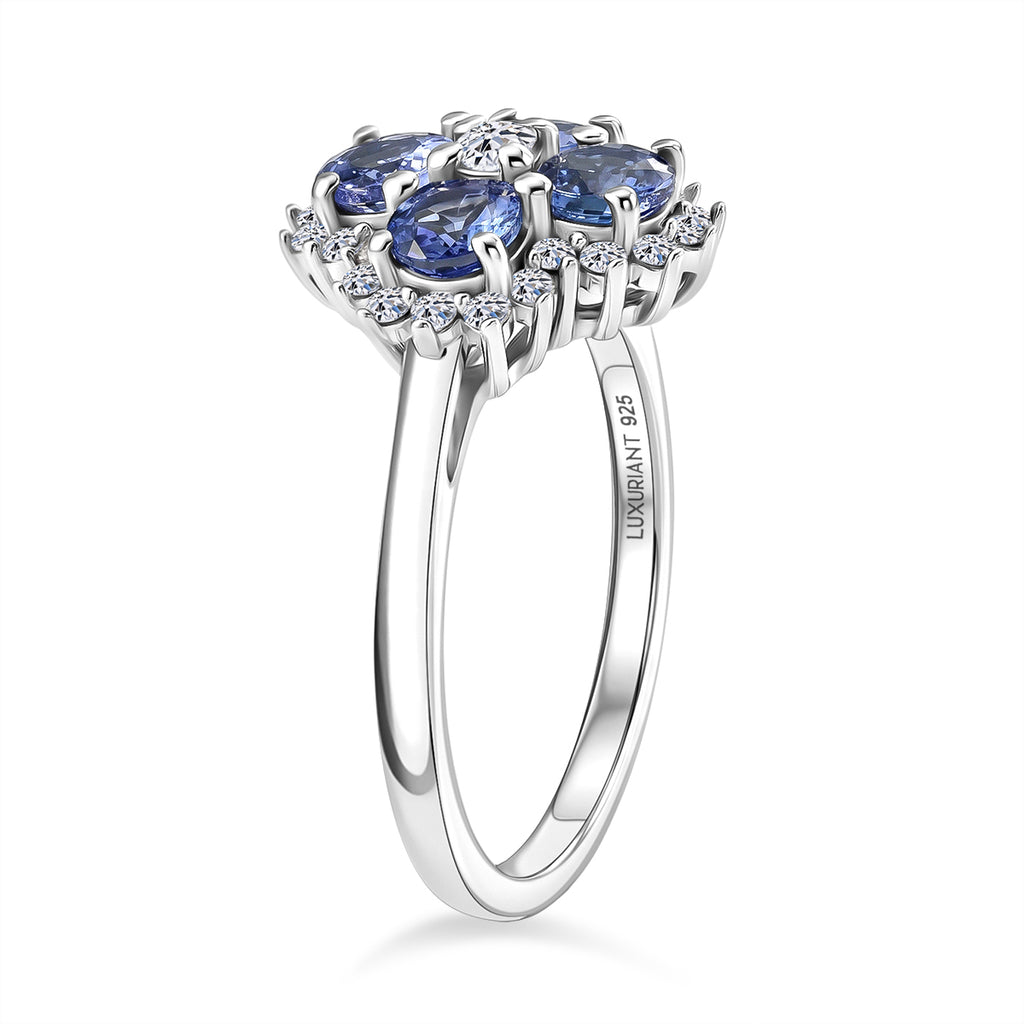 Luxuriant Tanzanite, Lab Grown Diamond Main Stone With Surrounding Stone Ring in Rhodium OverlaySterling Silver  1.373  Ct._8579309_3