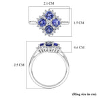 Luxuriant - Tanzanite & Lab Grown Diamond (SI/G-H) Cluster Ring in Rhodium Overlay Sterling Silver 1.37 Ct._8579309_7
