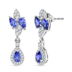 D'Joy Tanzanite, White Zircon Dangling Earring in Rhodium OverlaySterling Silver  1.798  Ct._8579329