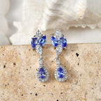 D'Joy Tanzanite, White Zircon Dangling Earring in Rhodium OverlaySterling Silver  1.798  Ct._8579329_2