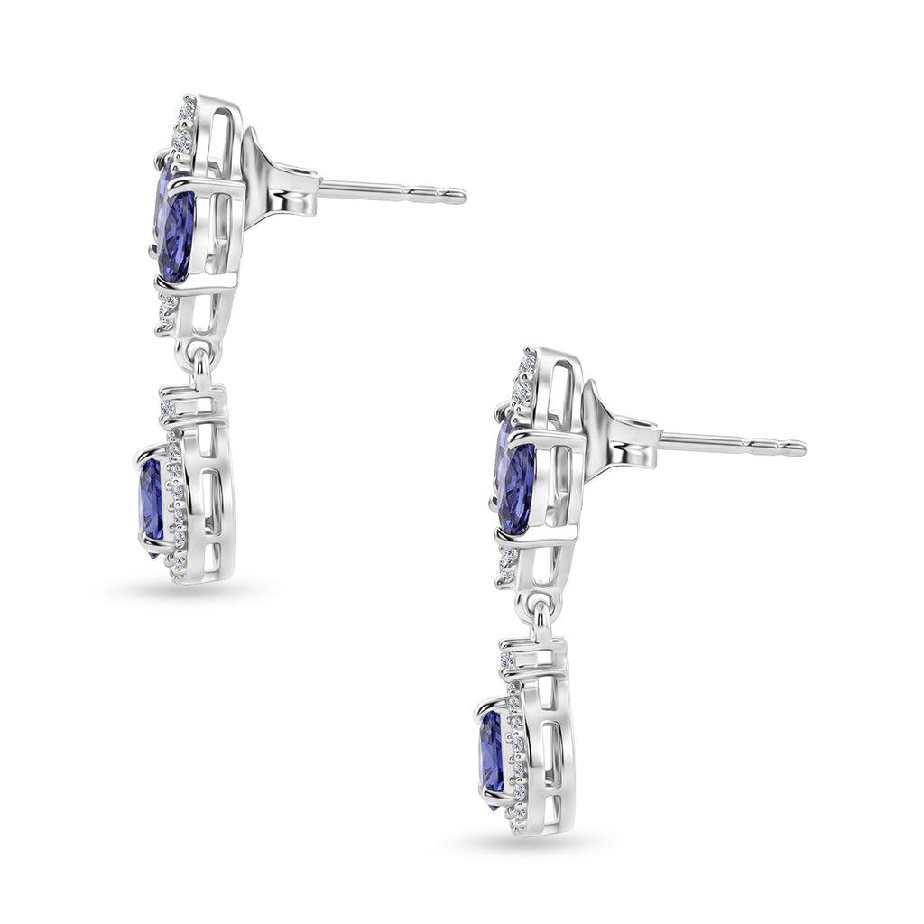D'Joy Tanzanite, White Zircon Dangling Earring in Rhodium OverlaySterling Silver  1.798  Ct._8579329_3