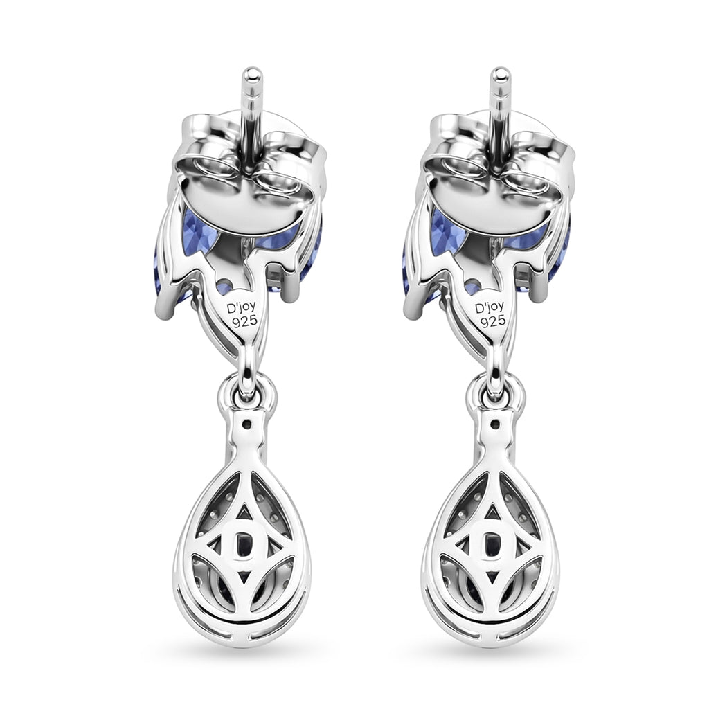 D'Joy Tanzanite, White Zircon Dangling Earring in Rhodium OverlaySterling Silver  1.798  Ct._8579329_4