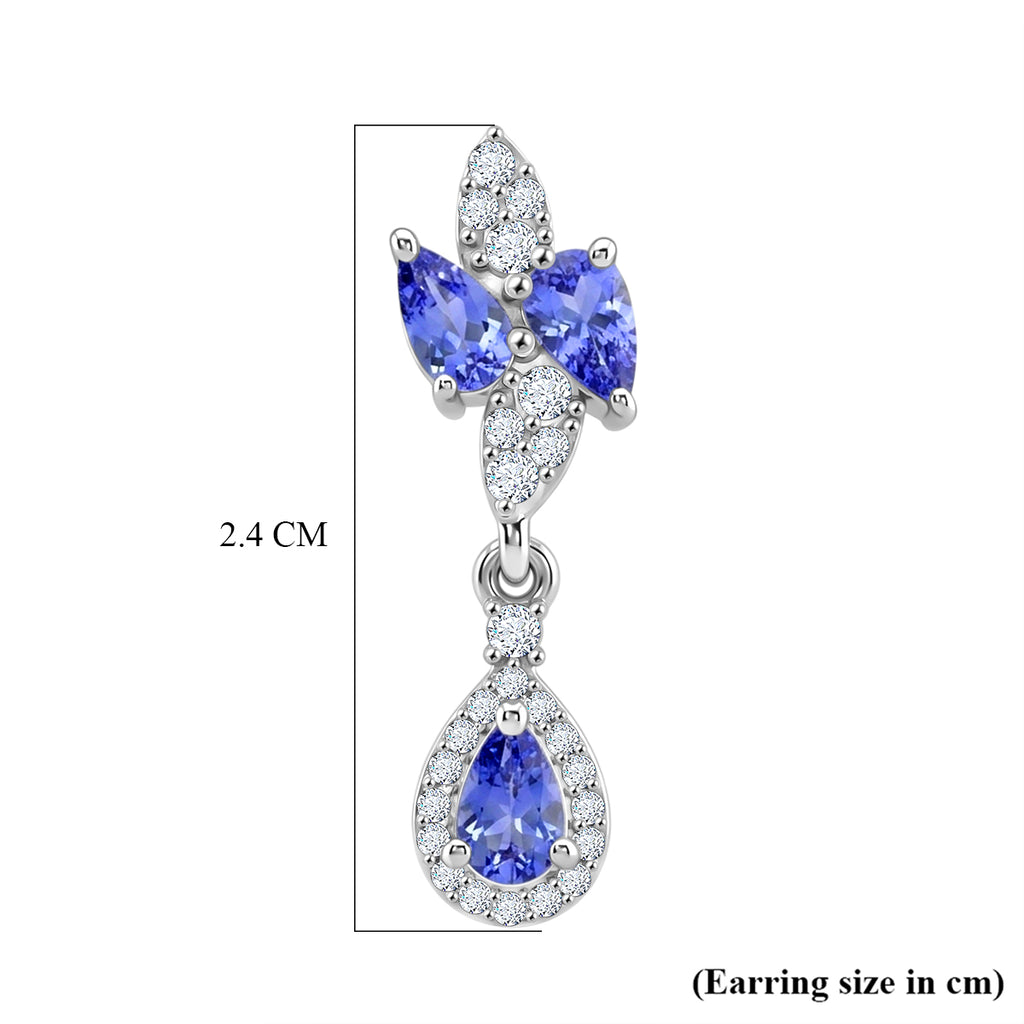 D'Joy Tanzanite, White Zircon Dangling Earring in Rhodium OverlaySterling Silver  1.798  Ct._8579329_5