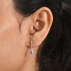 D'Joy - Tanzanite & White Zircon Dangling Earring with Push Post in Yellow Gold Plated Sterling Silver 1.00 Ct._8579330_1