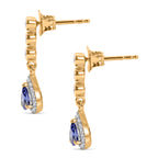 D'Joy - Tanzanite & White Zircon Dangling Earring with Push Post in Yellow Gold Plated Sterling Silver 1.00 Ct._8579330_3