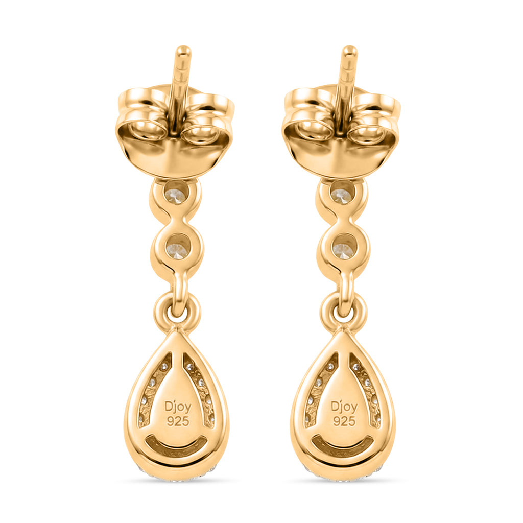 D'Joy - Tanzanite & White Zircon Dangling Earring with Push Post in Yellow Gold Plated Sterling Silver 1.00 Ct._8579330_4