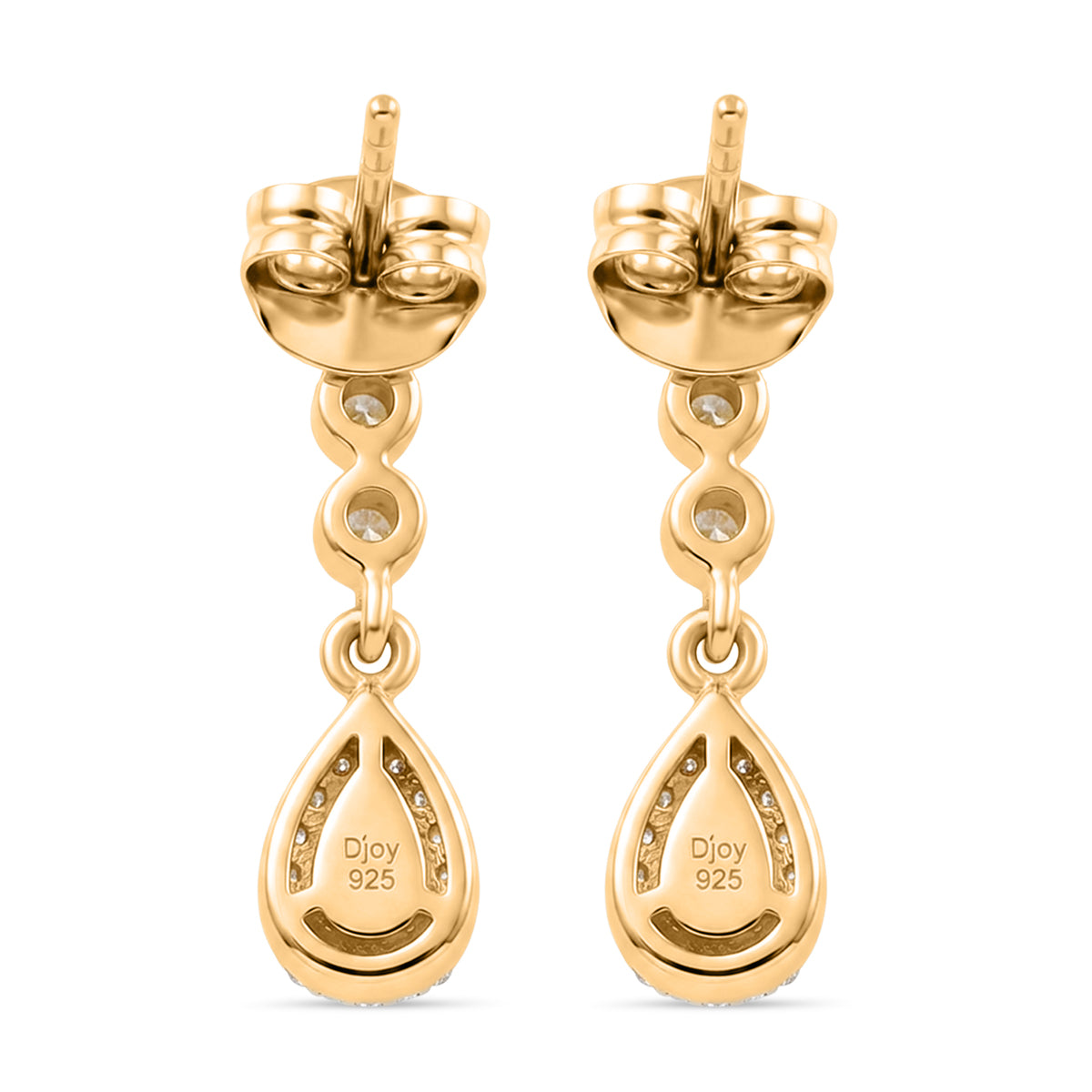 D'Joy - Tanzanite &amp; White Zircon Dangling Earring with Push Post in Yellow Gold Plated Sterling Silver 1.00 Ct. V32515488 5