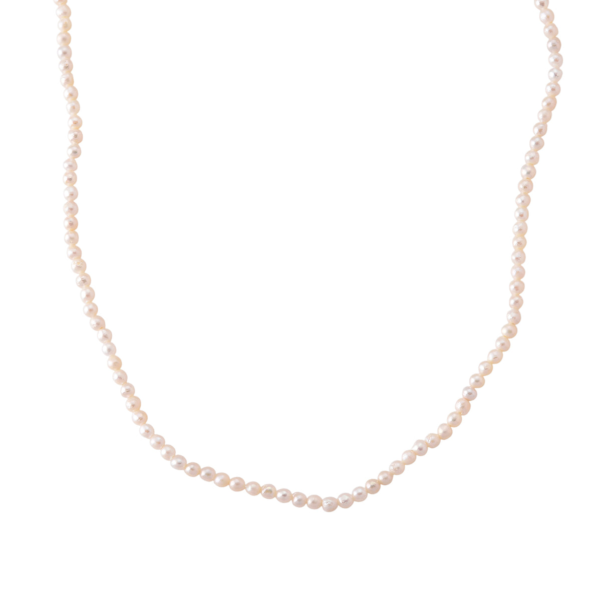 White Freshwater Pearl Beaded Necklace with Stainless Steel Clasp (Size - 18-2 Ext) V32604284 0