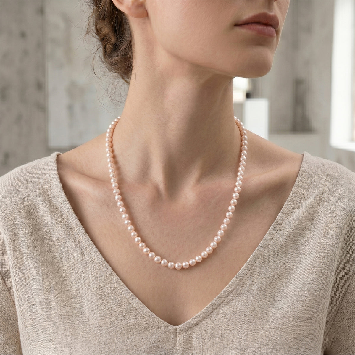 White Freshwater Pearl Beaded Necklace with Stainless Steel Clasp (Size - 18-2 Ext) V32604284 2