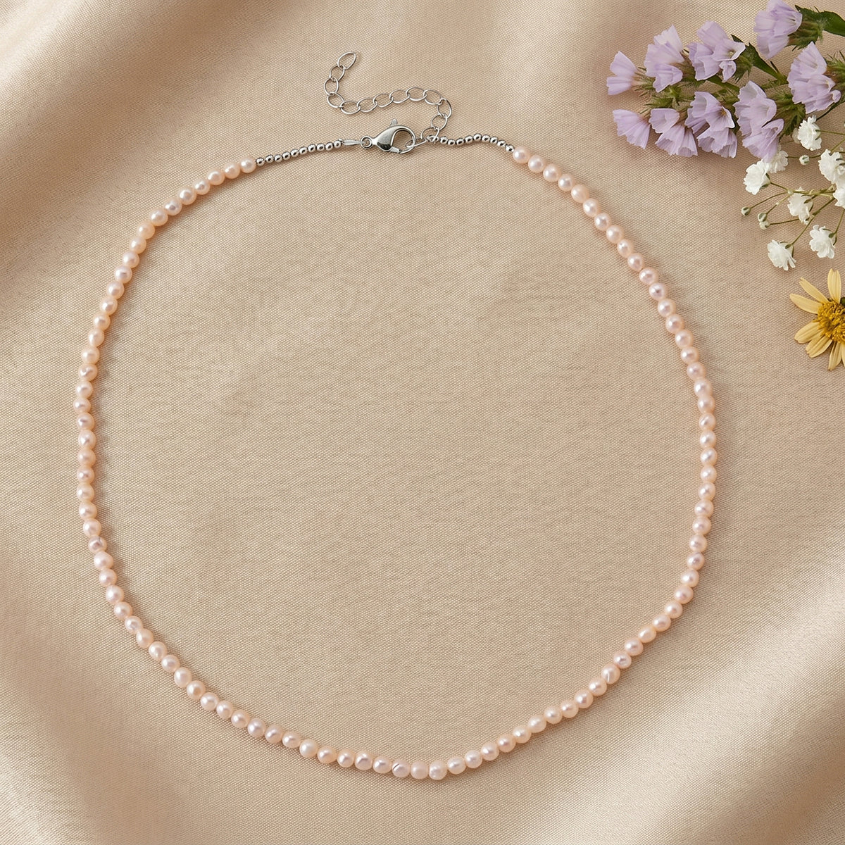 White Freshwater Pearl Beaded Necklace with Stainless Steel Clasp (Size - 18-2 Ext) V32604284 3