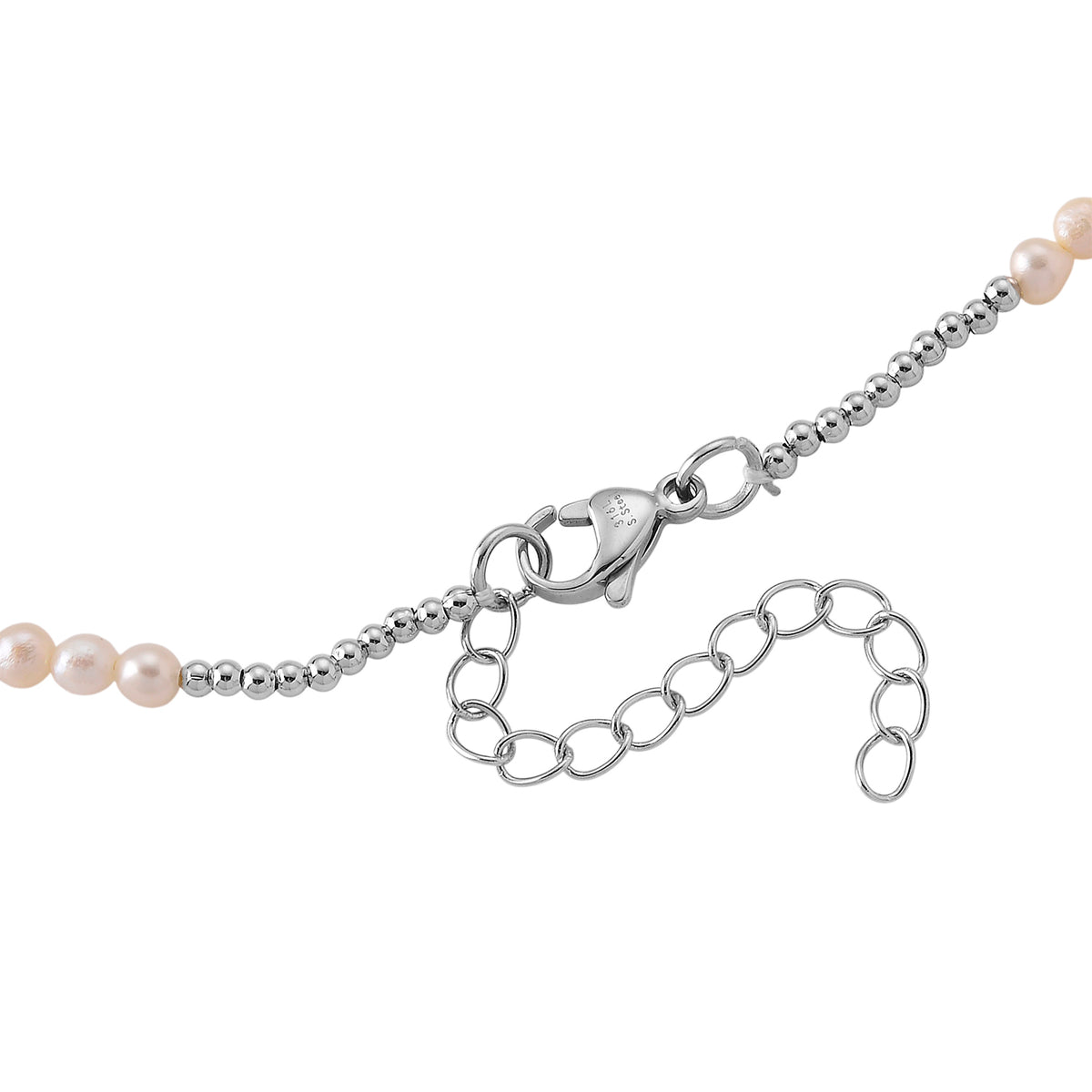 White Freshwater Pearl Beaded Necklace with Stainless Steel Clasp (Size - 18-2 Ext) V32604284 5