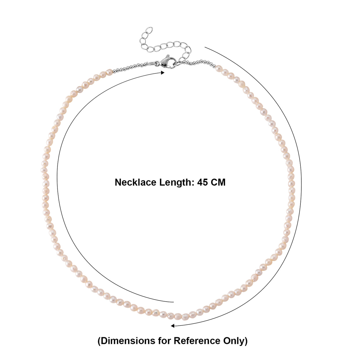 White Freshwater Pearl Beaded Necklace with Stainless Steel Clasp (Size - 18-2 Ext) V32604284 6