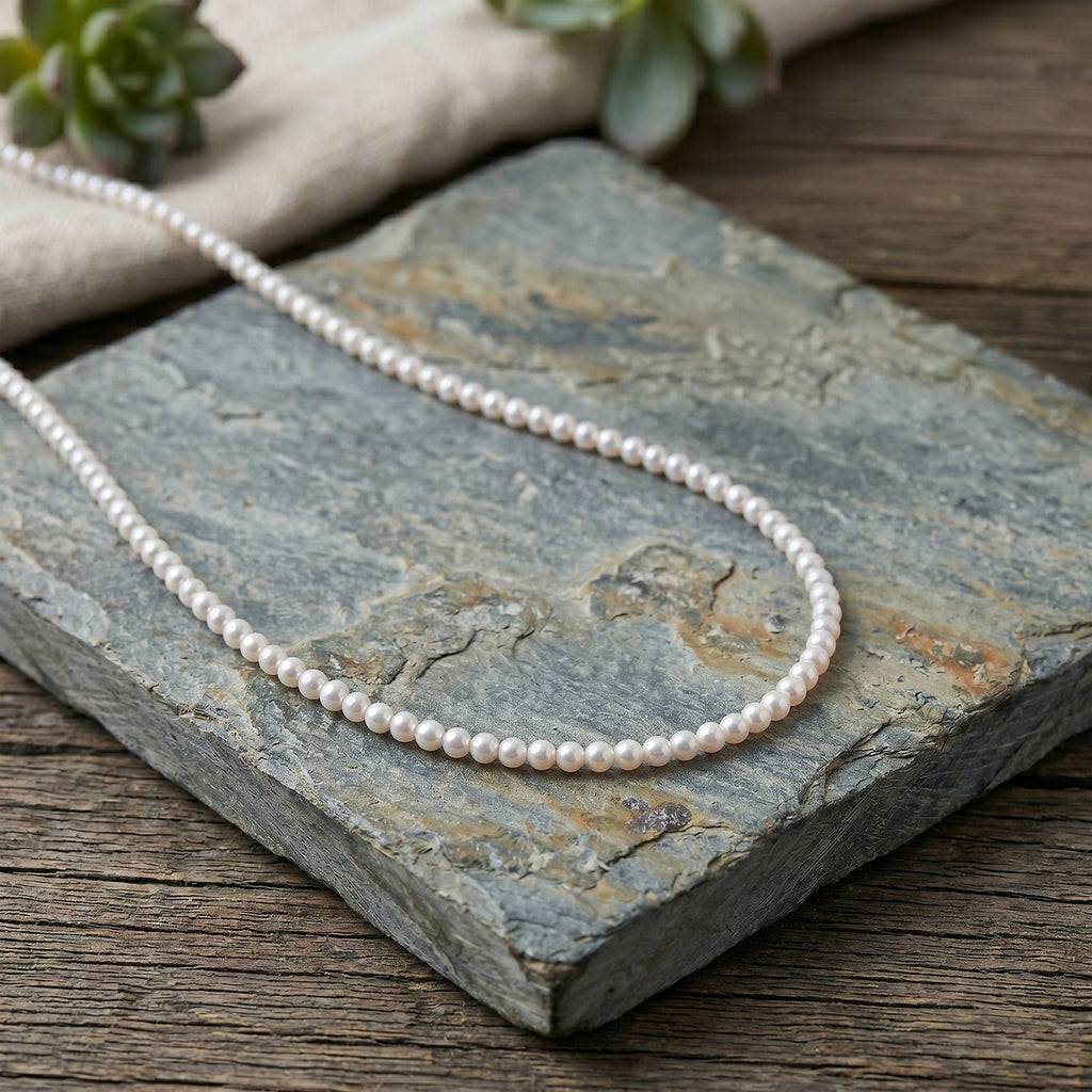 White Fresh Water Pearl Adjustable Necklace (Size - 18-2 Ext) in Silver Tone 75.00 Ct.