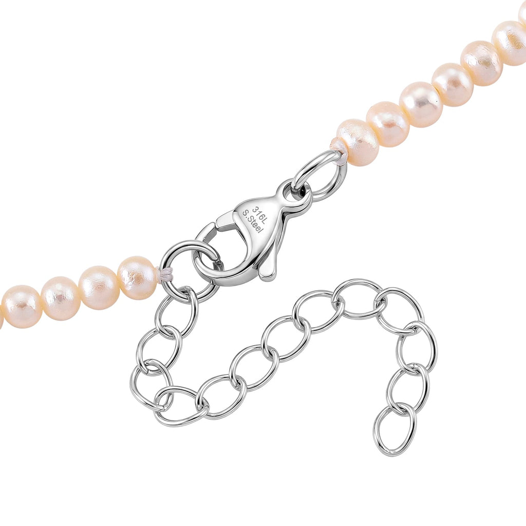 White Fresh Water Pearl Adjustable Necklace (Size - 18-2 Ext) in Silver Tone 75.00 Ct.