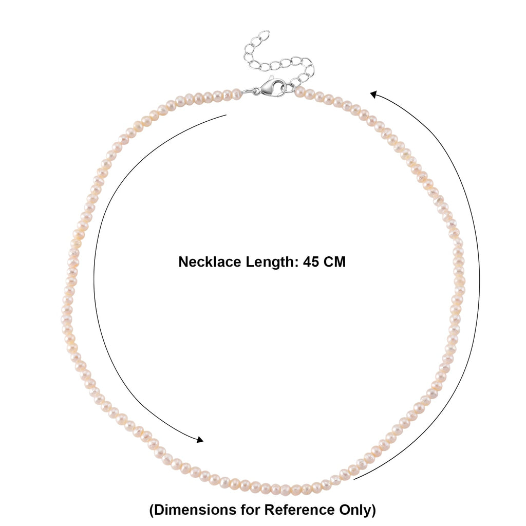 White Fresh Water Pearl Adjustable Necklace (Size - 18-2 Ext) in Silver Tone 75.00 Ct.