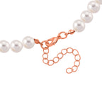 Pink Glass, White Crystal & White Shell Pearl Heart Necklace (Size - 20+2 Ext) in Rose Tone_8579381_3