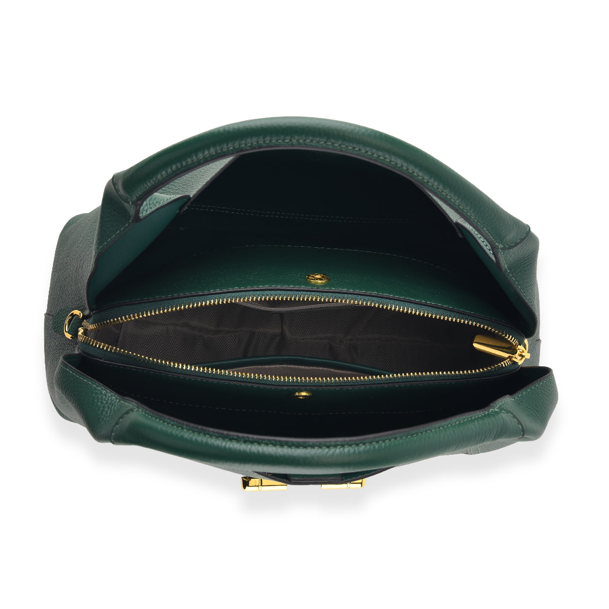 Designer Inspired Genuine Leather Horsebit Top-Handle Satchel Bag With Shoulder Strap - Dark Green 8579397 5