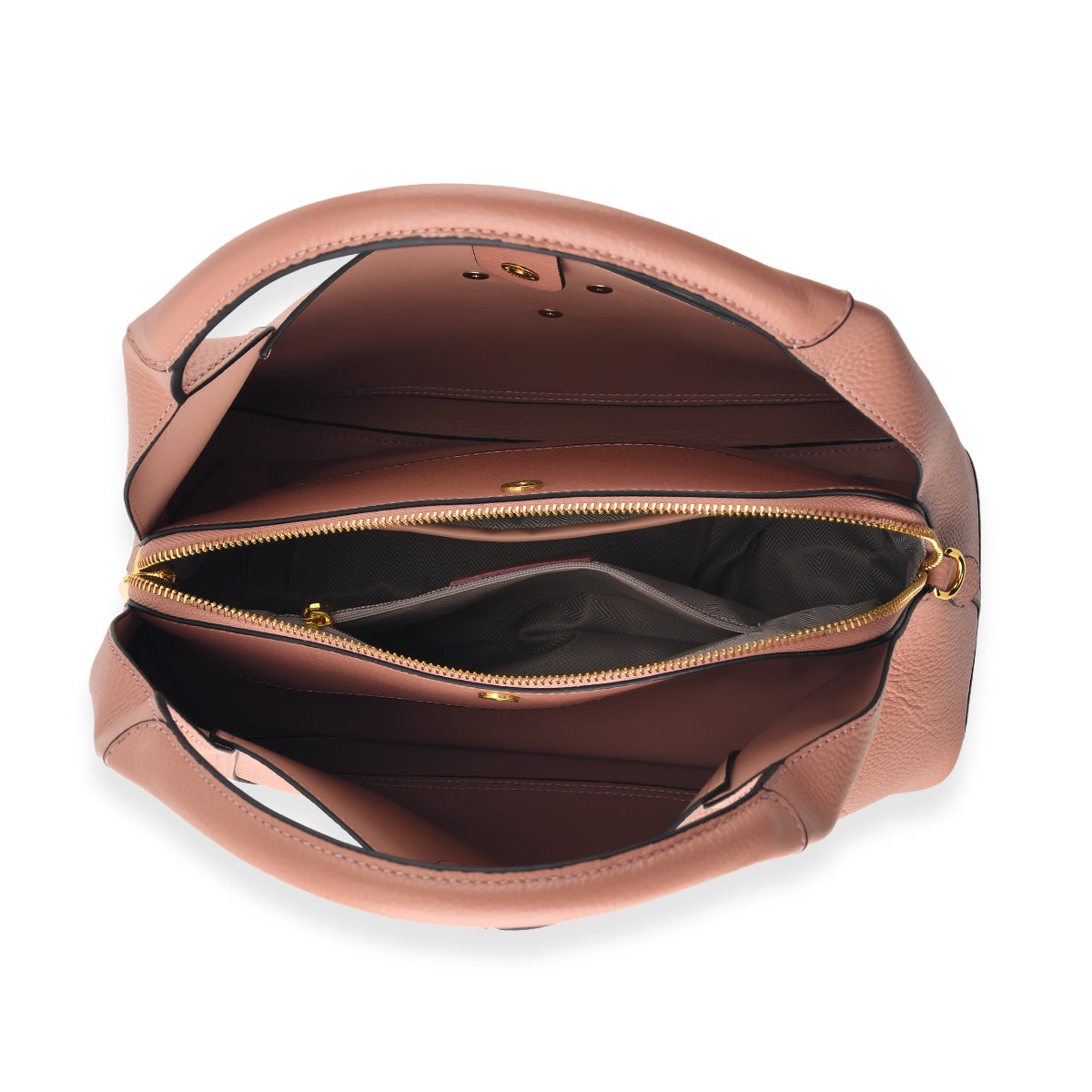 Designer Inspired Genuine Leather Horsebit Top-Handle Satchel Bag With Shoulder Strap - Dusty Pink 8579398 6