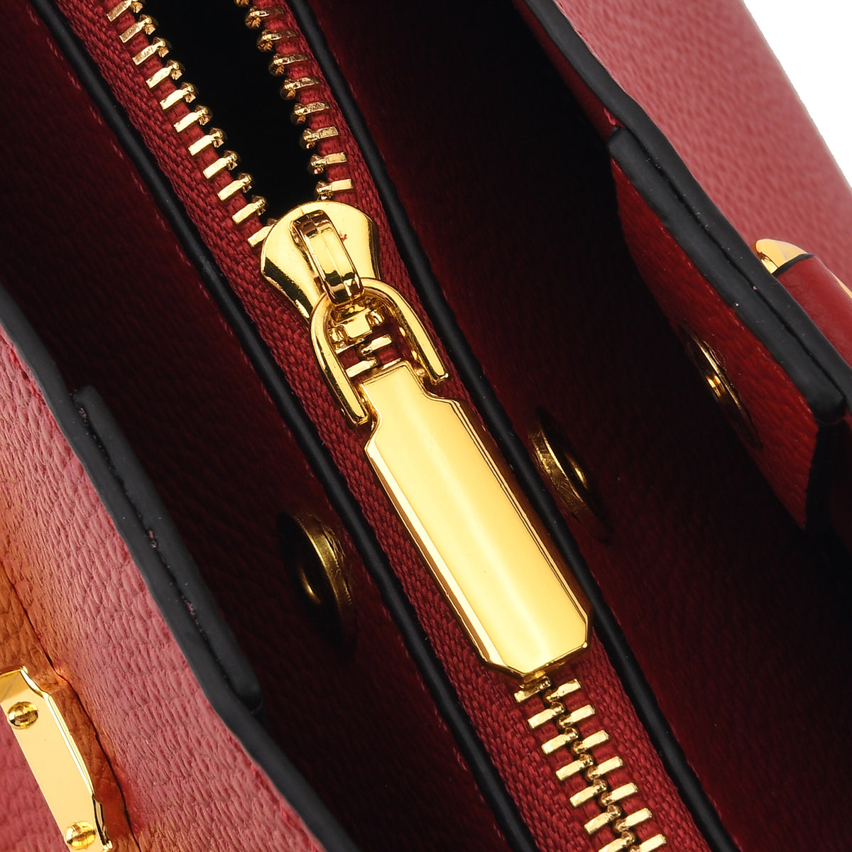 Designer Inspired Genuine Leather Horsebit Top-Handle Satchel Bag With Shoulder Strap - Dark Red V32735798 5