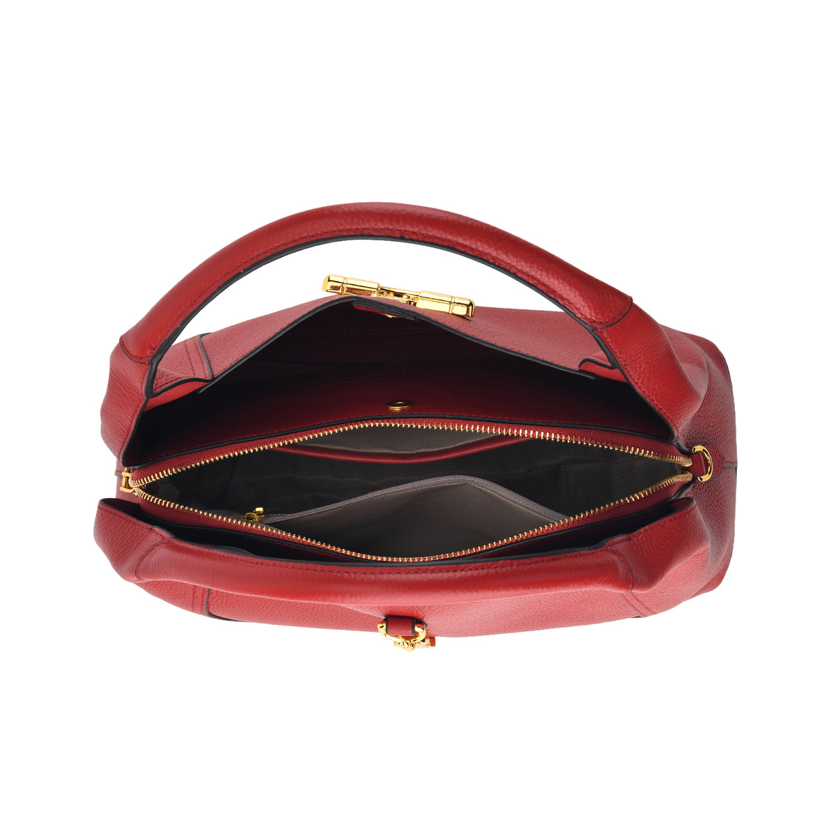 Designer Inspired Genuine Leather Horsebit Top-Handle Satchel Bag With Shoulder Strap - Dark Red V32735798 6