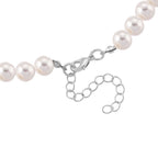Blue Glass, White Crystal & White Shell Pearl Heart Necklace (Size - 20+2 Ext)_8579432_3