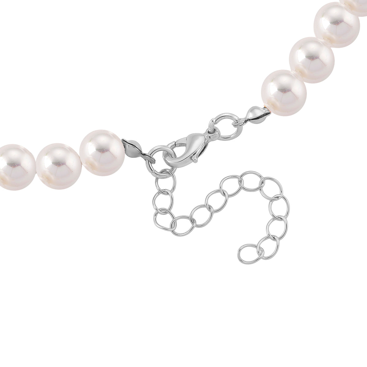 Blue Glass, White Crystal &amp; White Shell Pearl Heart Necklace (Size - 20+2 Ext) V32512873 4