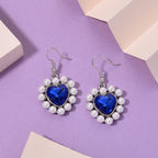 White Shell Pearl & Blue Crystal Dangling Heart Earring with Hook_8579462_1