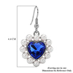 White Shell Pearl & Blue Crystal Dangling Heart Earring with Hook_8579462_4